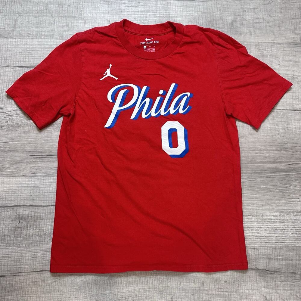 Youth XL Nike Philadelphia 76ers Statement Edition T-Shirt Red Tyrese Maxey #0